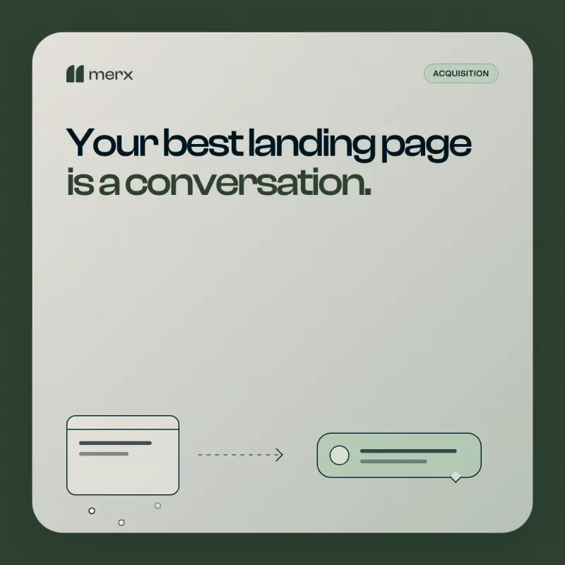 A leaking landing page flowing into a retained customer conversation, representing ads to chat.